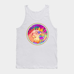 Albino Green Iguana Iguana Chill Drink Tropical Shirt Tank Top